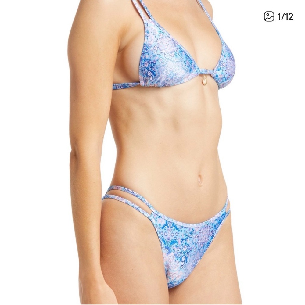 Kulani Kinis Blue Floral Print Double-Strap Bikini